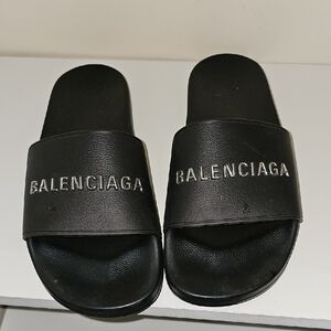 Balenciaga Black Leather Slides